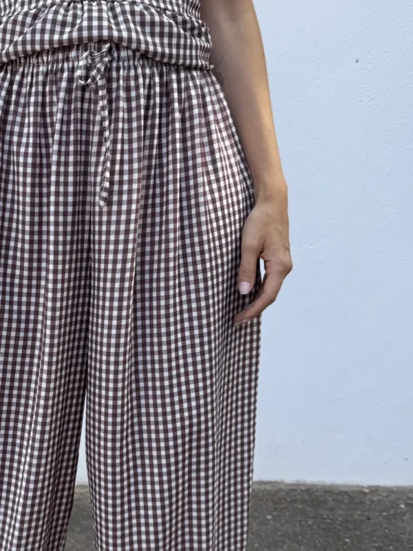 Pantalón Bombacho Vichy Marrón