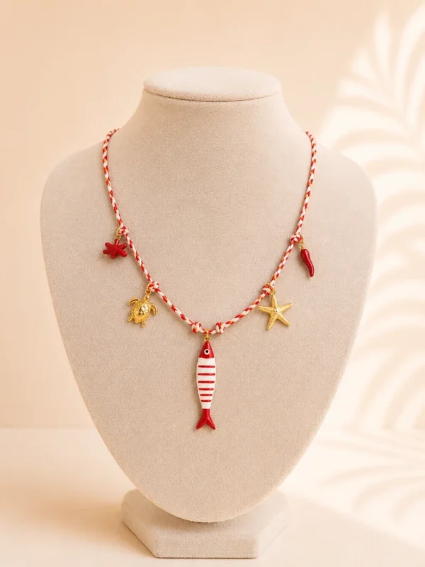 Collar Cuerda Pez Rojo
