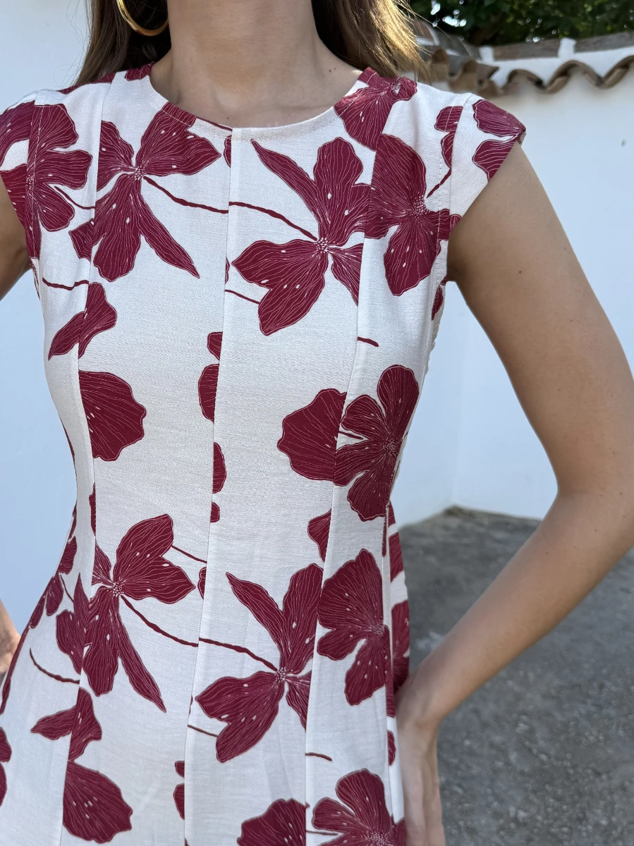 Vestido Colombia Flores Frambuesa - Imagen 2