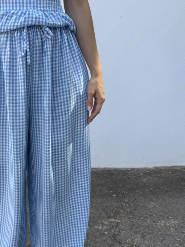 Pantalón Bombacho Vichy Azul
