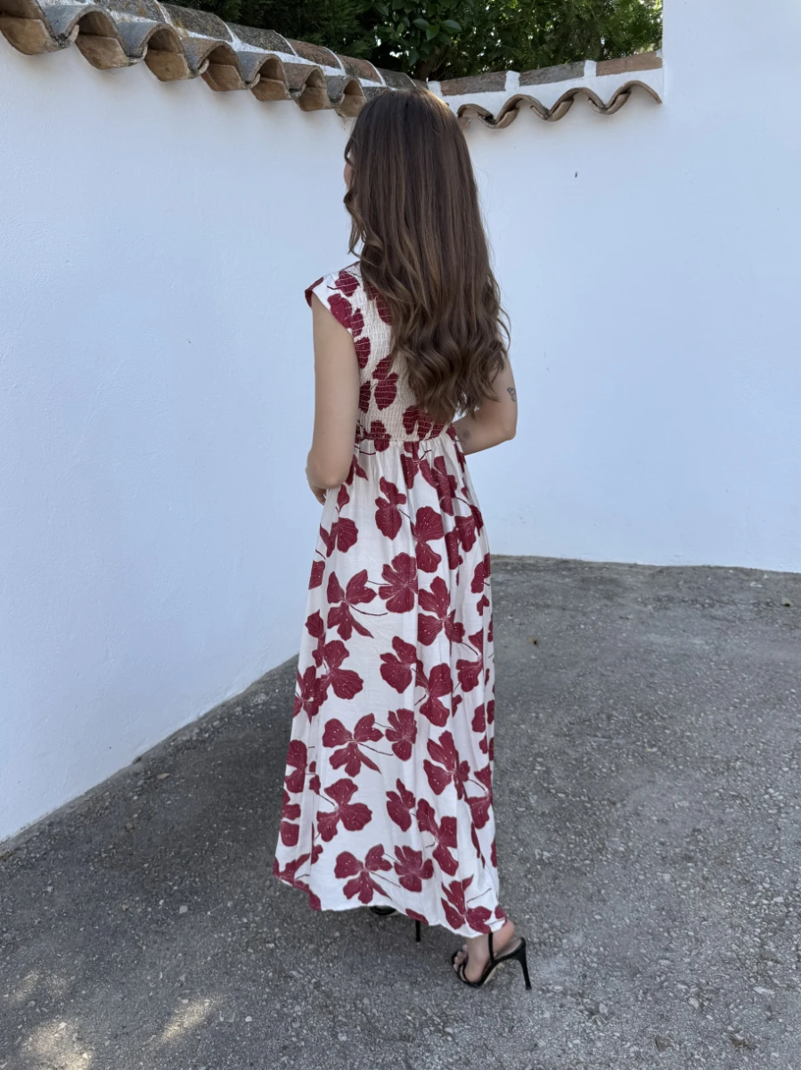 Vestido Colombia Flores Frambuesa - Imagen 4