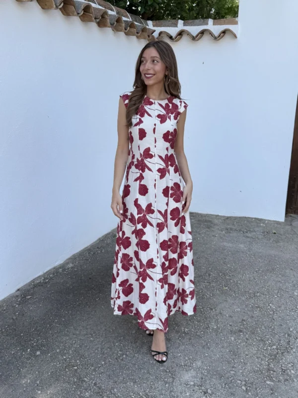 Vestido Colombia Flores Frambuesa