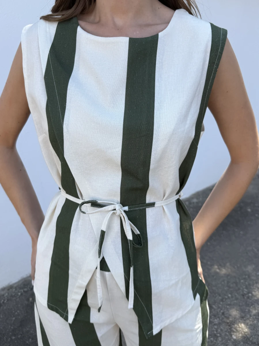 Conjunto Rayas Lino Verde - Imagen 2