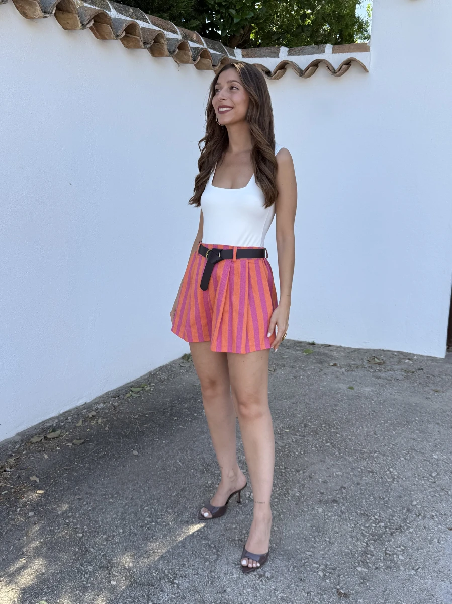 Bermuda Rayas Fluor Naranja/Rosa - Imagen 3