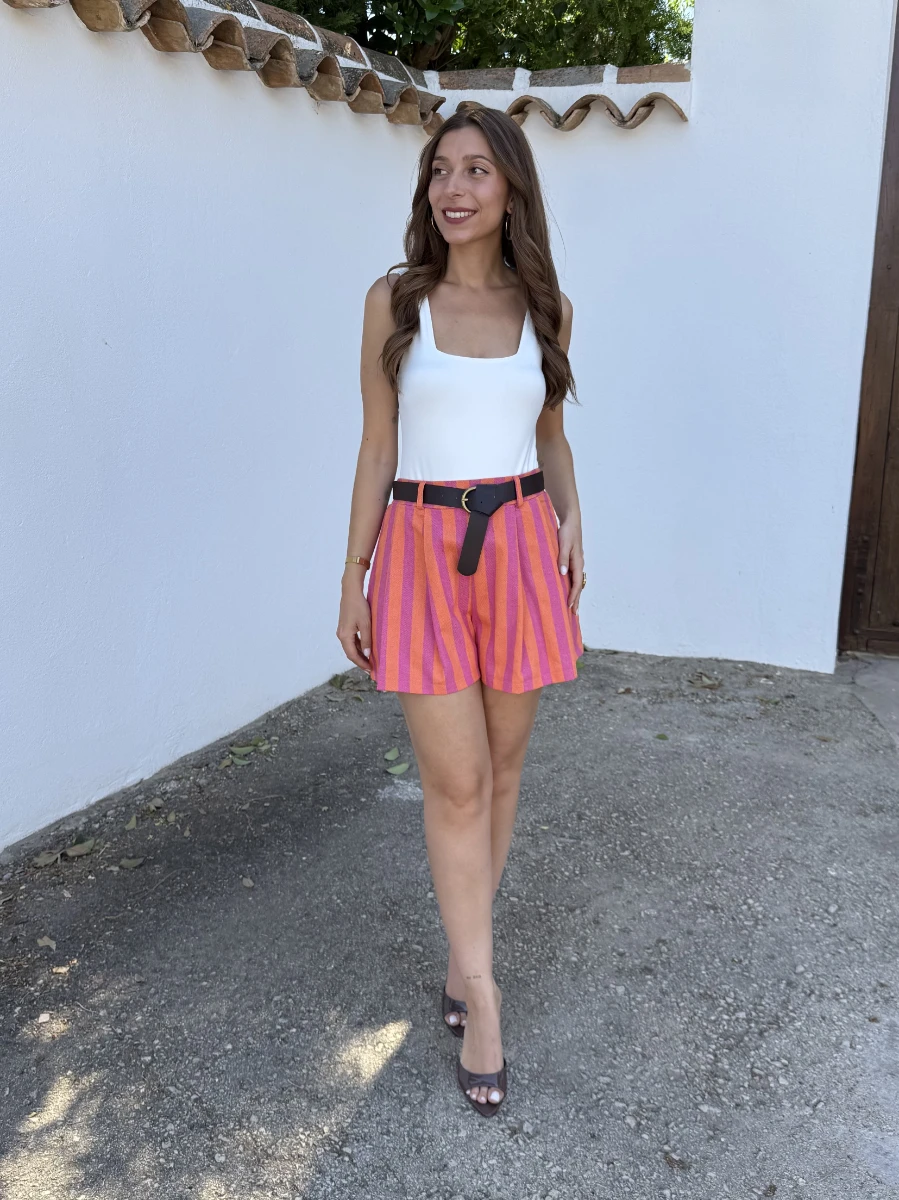 Bermuda Rayas Fluor Naranja/Rosa - Imagen 2