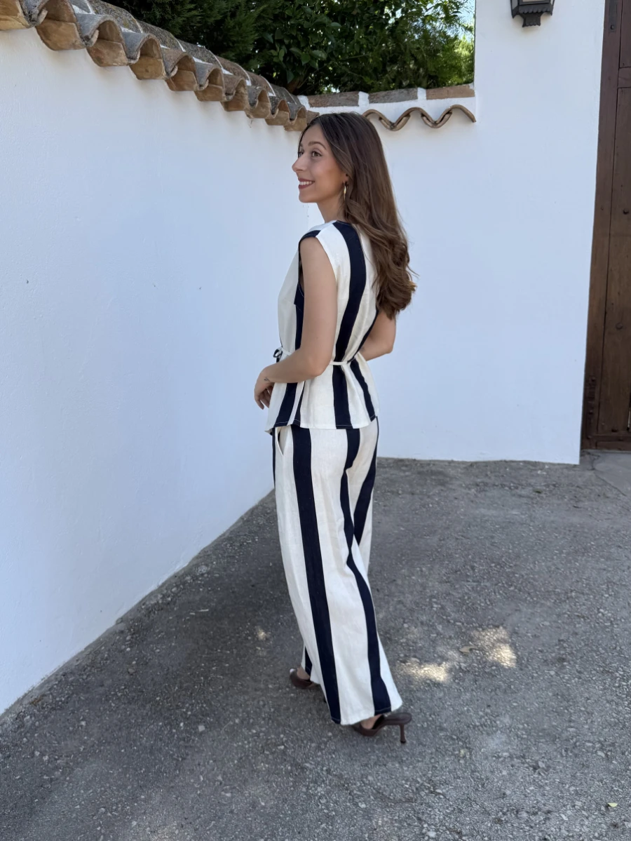 Conjunto Rayas Lino Azul - Imagen 2