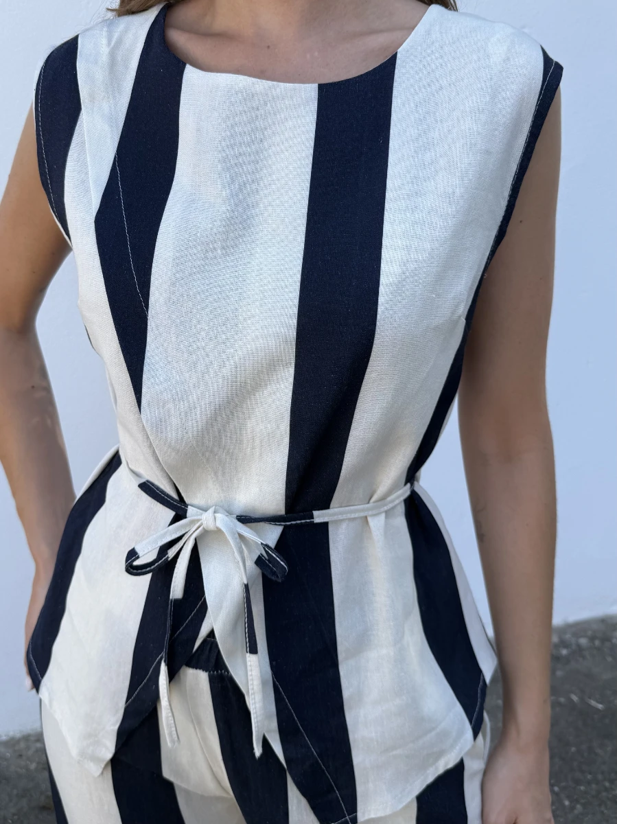 Conjunto Rayas Lino Azul - Imagen 3