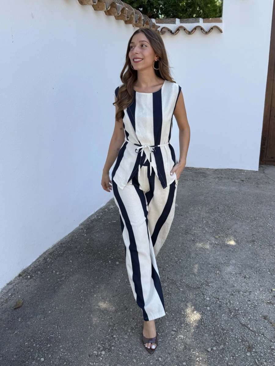 Conjunto Rayas Lino Azul - Imagen 4