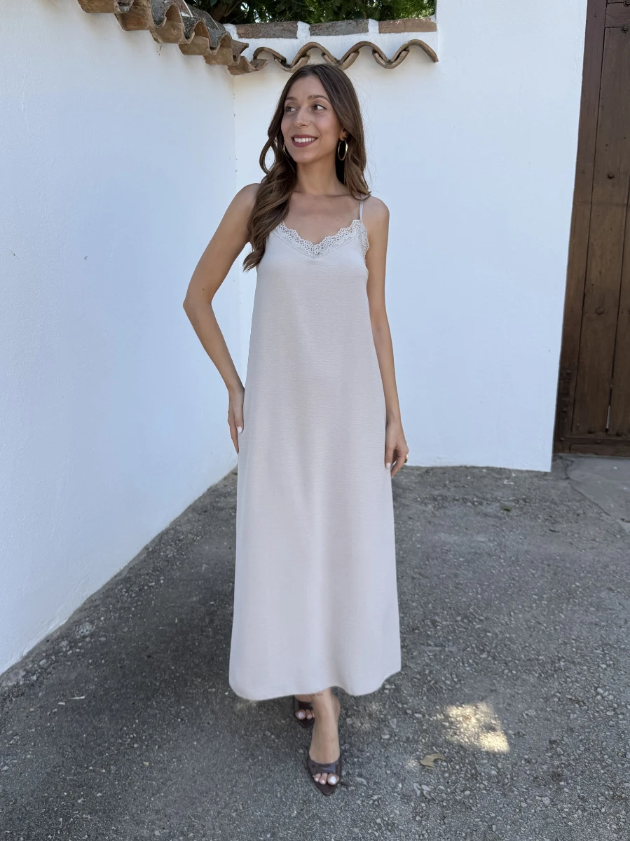 Vestido Lencero Beige - Imagen 2