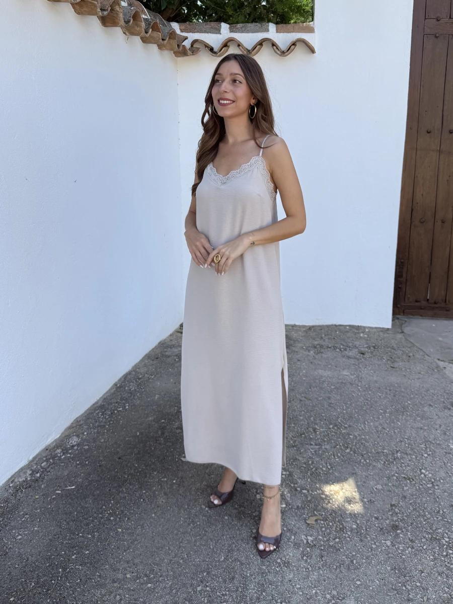 Vestido Lencero Beige - Imagen 4