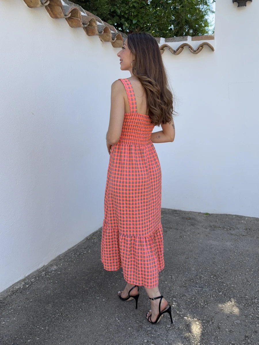 Vestido Vichy Flúor Coral - Imagen 3