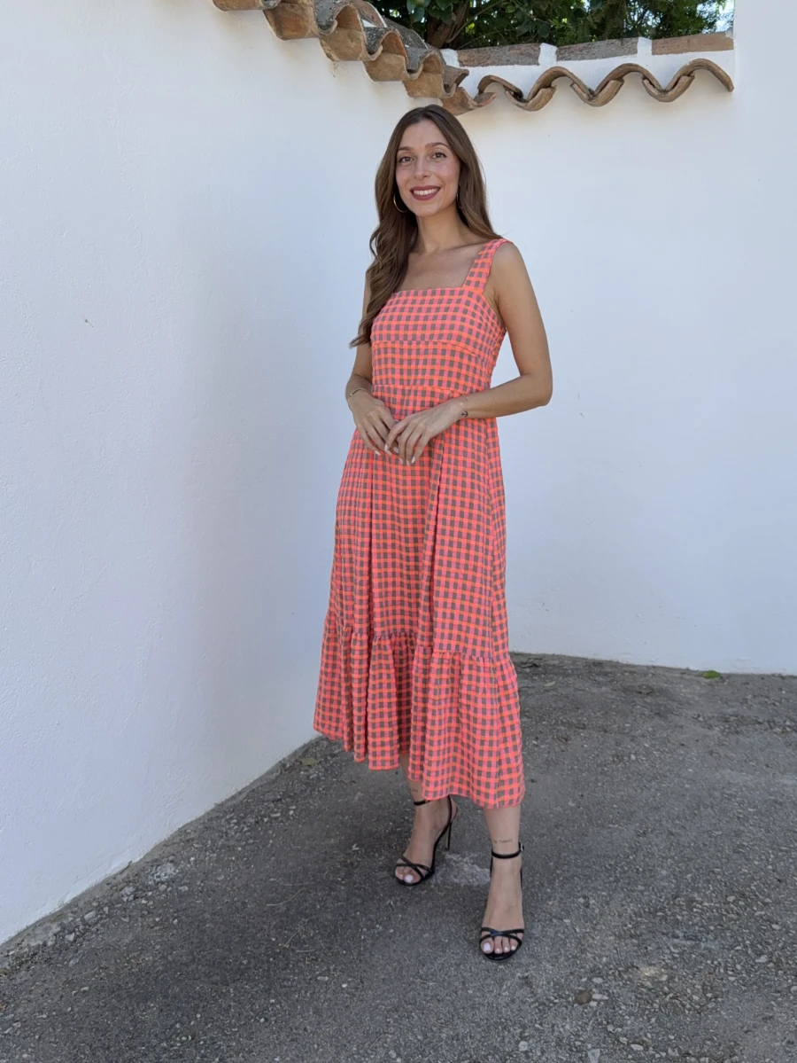 Vestido Vichy Flúor Coral - Imagen 4