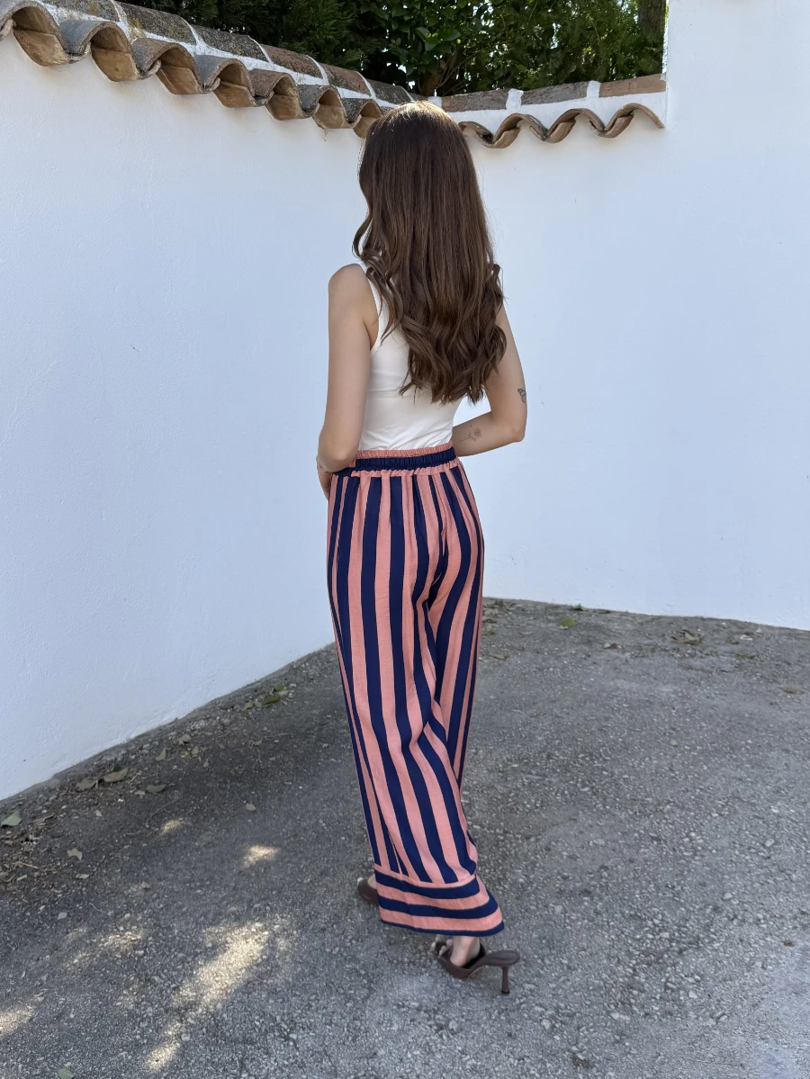Pantalón Rayas Coral/Azul - Imagen 2