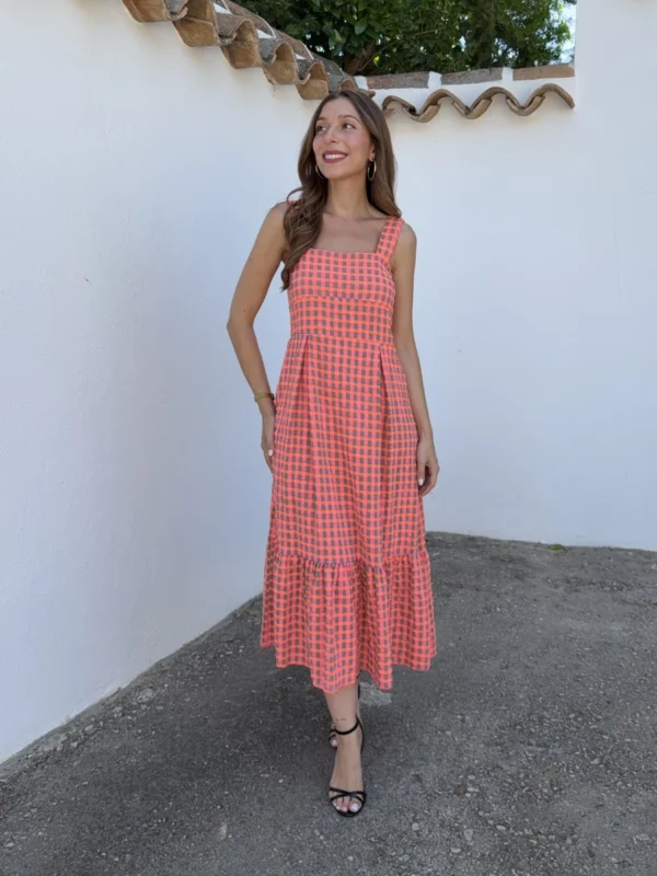 Vestido Vichy Flúor Coral