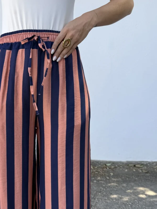 Pantalón Rayas Coral/Azul
