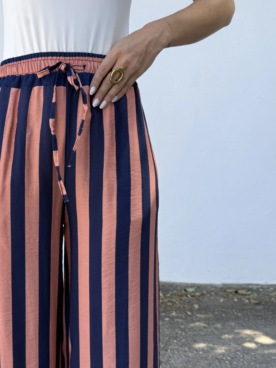 Pantalón Rayas Coral/Azul