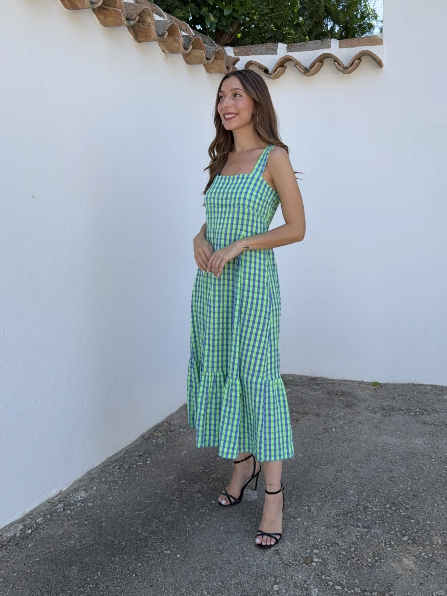 Vestido Vichy Flúor Verde - Imagen 3