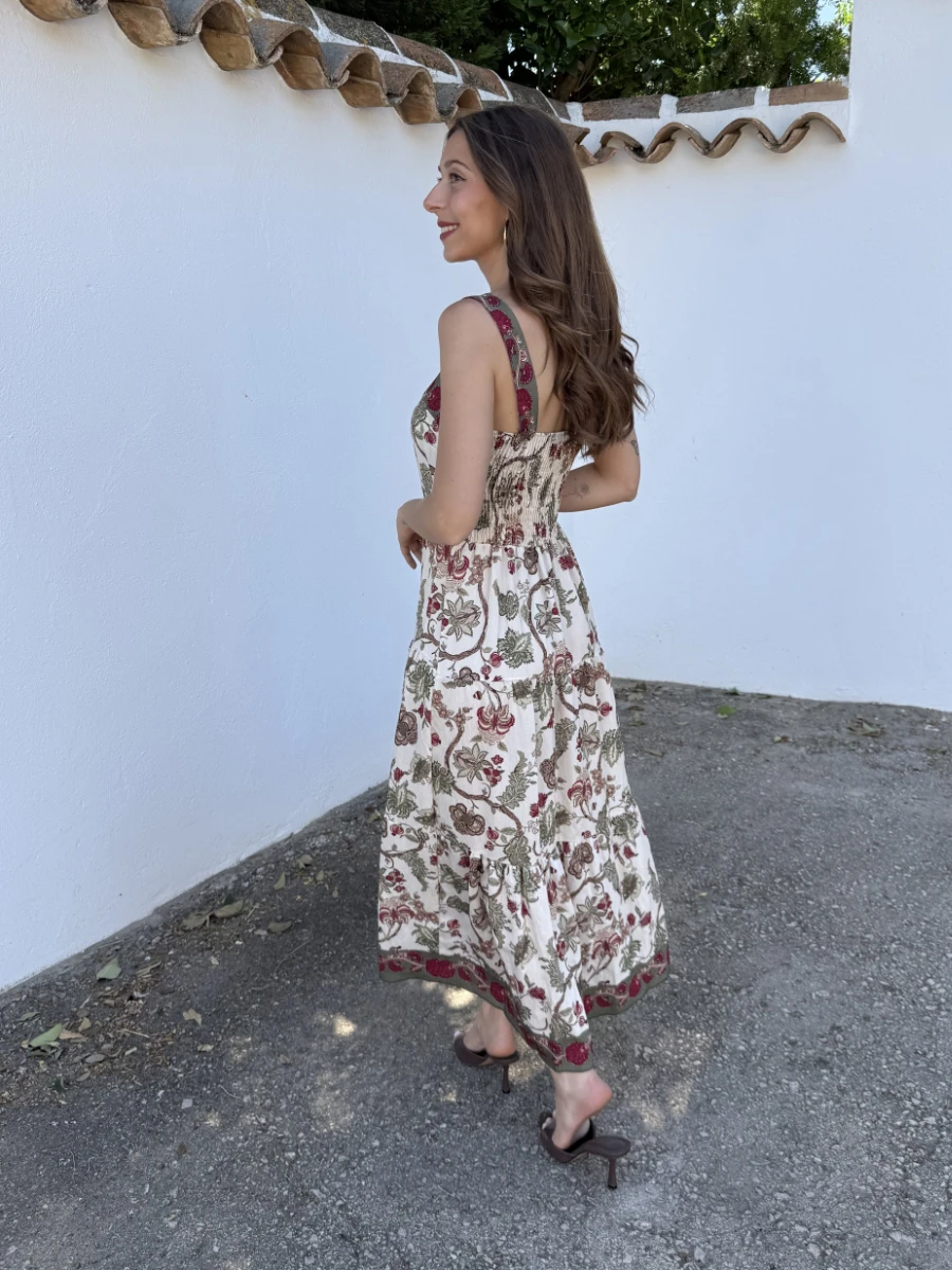 Vestido Nilo Verde/Burdeos - Imagen 3