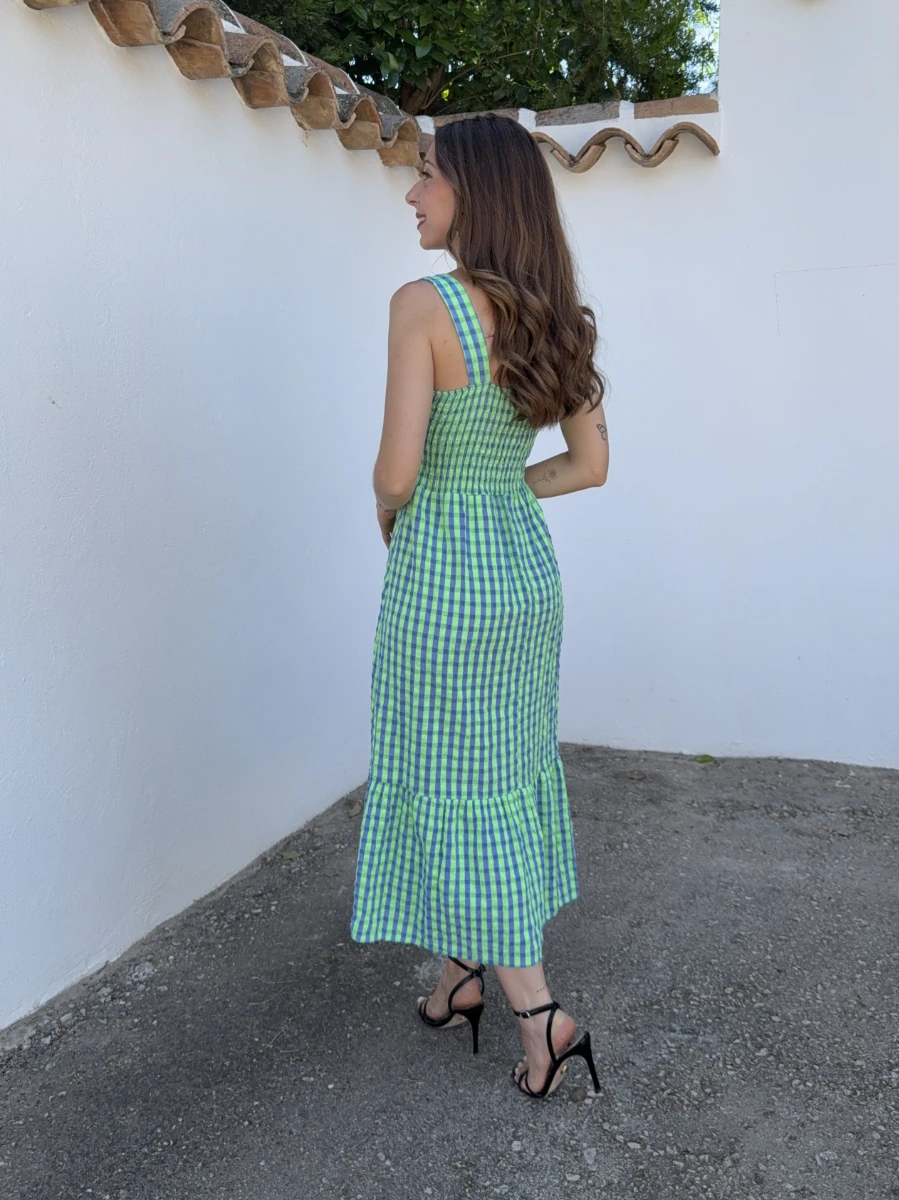 Vestido Vichy Flúor Verde - Imagen 4