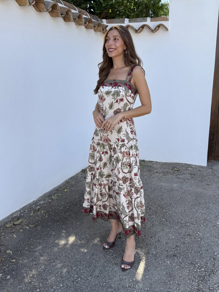 Vestido Nilo Verde/Burdeos - Imagen 4