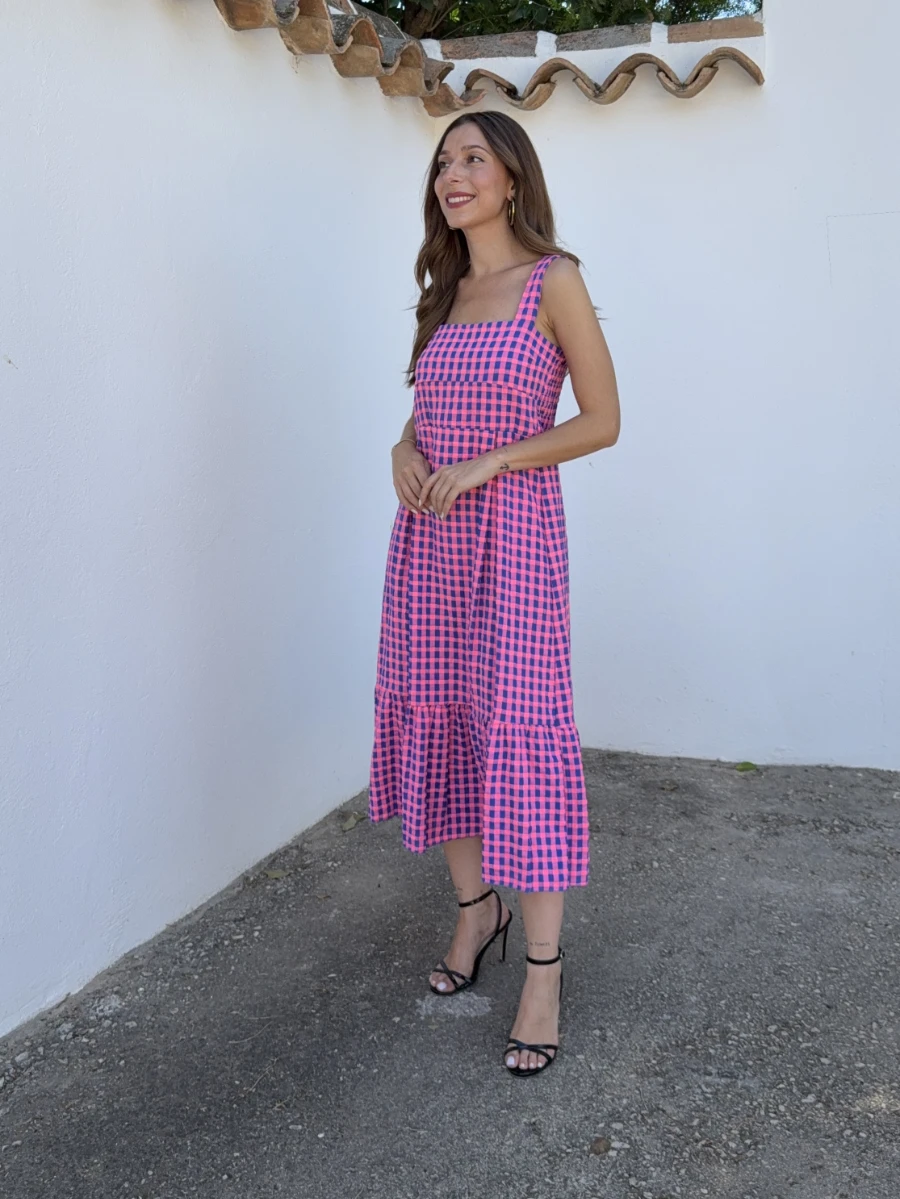 Vestido Vichy Flúor Rosa - Imagen 3