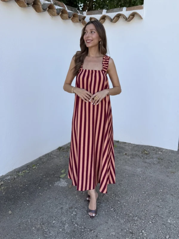 Vestido Salero Burdeos/Naranja
