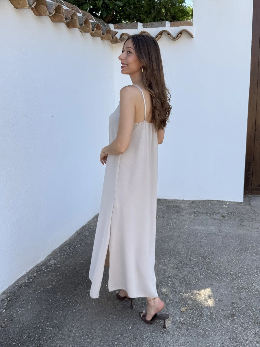 Vestido Lencero Beige - Imagen 3