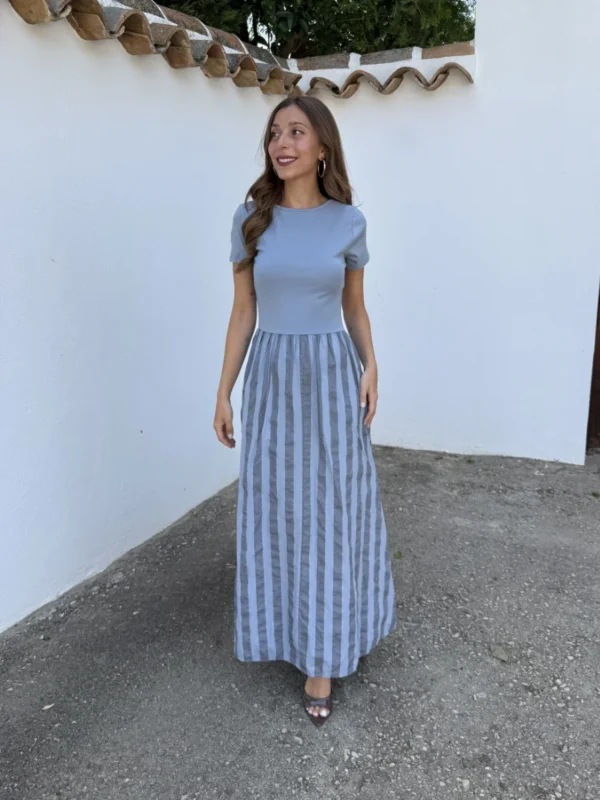 Vestido Combinado Azul