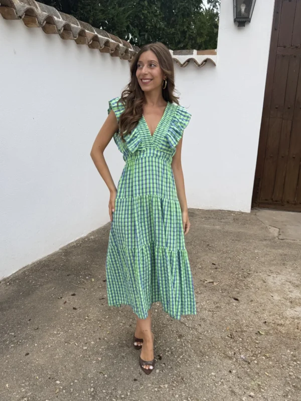 Vestido Malibu Flúor Azul/Verde