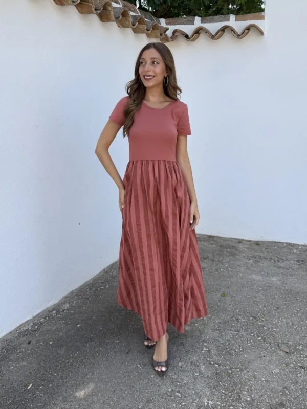 Vestido Combinado Terracota