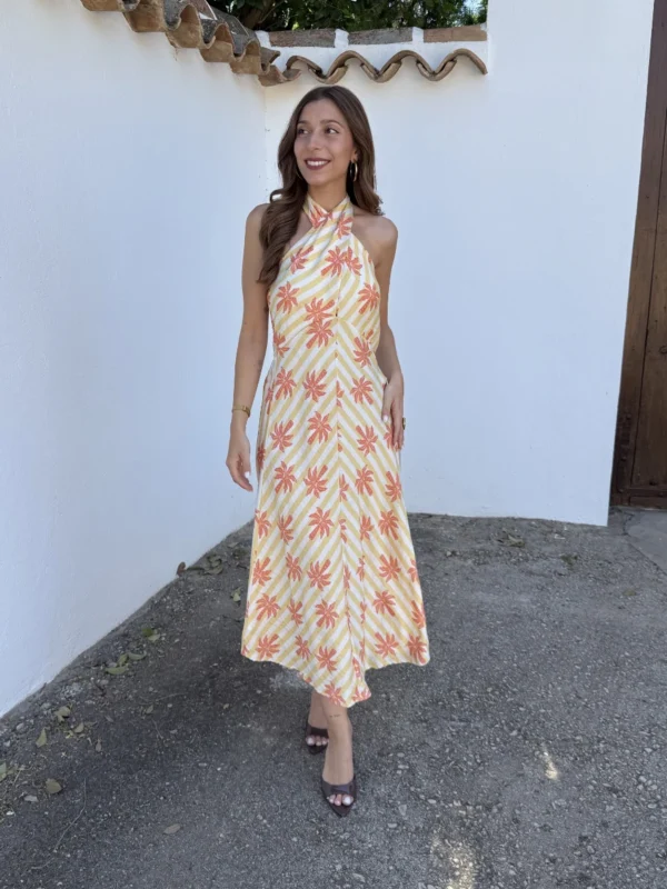 Vestido Palmeras Naranja