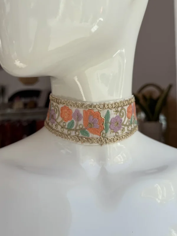Choker Tela Coral