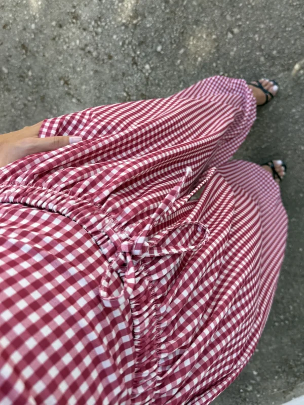 Pantalón Bombacho Vichy Rojo
