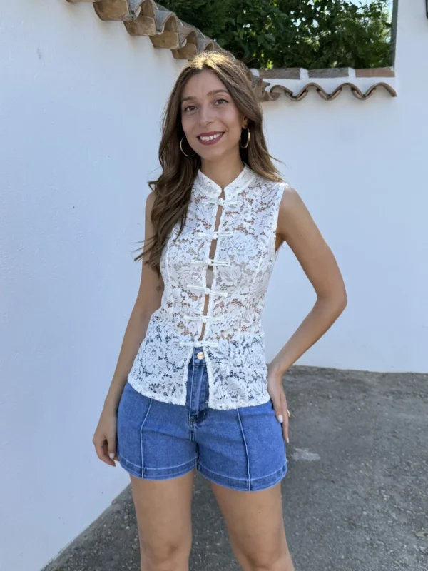 Chaleco Encaje Blanco