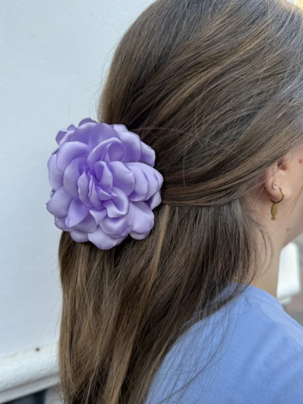 Pinza Flor Lila Satén
