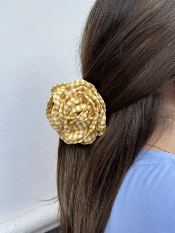 Pinza Flor Vichy Amarillo