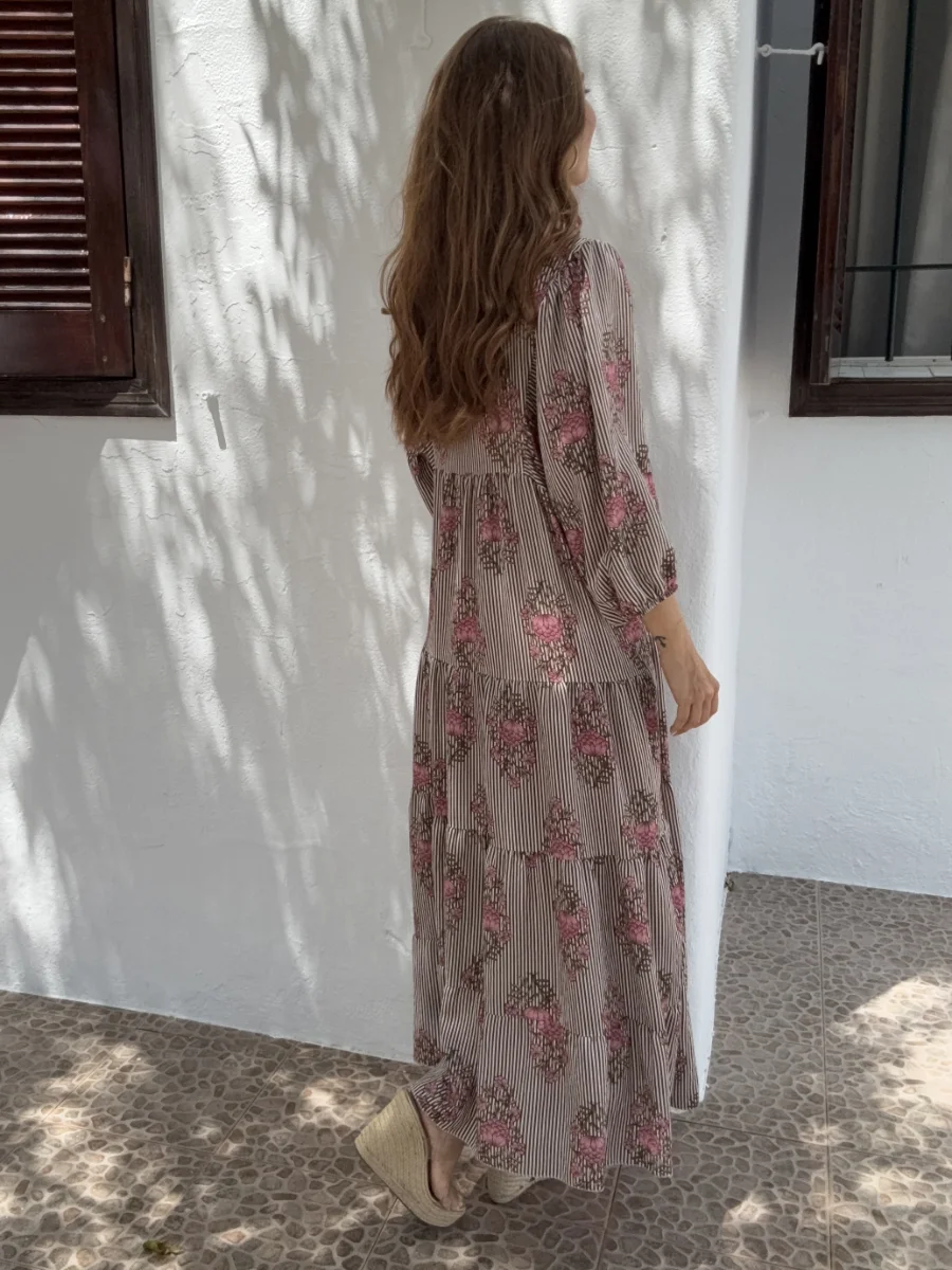 Vestido Cádiz Rayas Marrón - Imagen 3