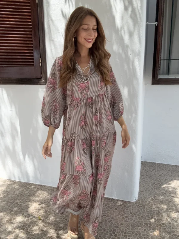 Vestido Cádiz Rayas Marrón