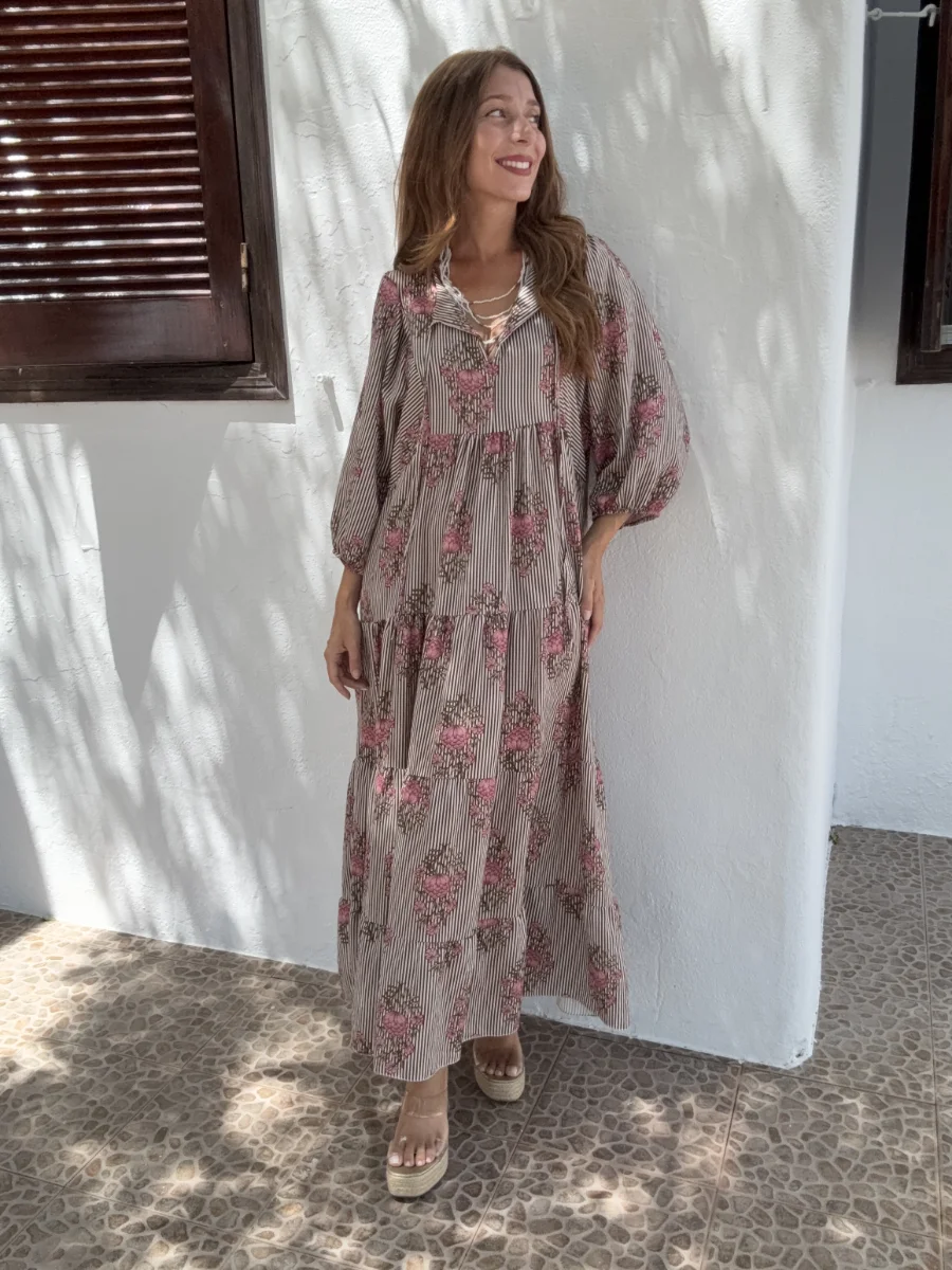 Vestido Cádiz Rayas Marrón - Imagen 4