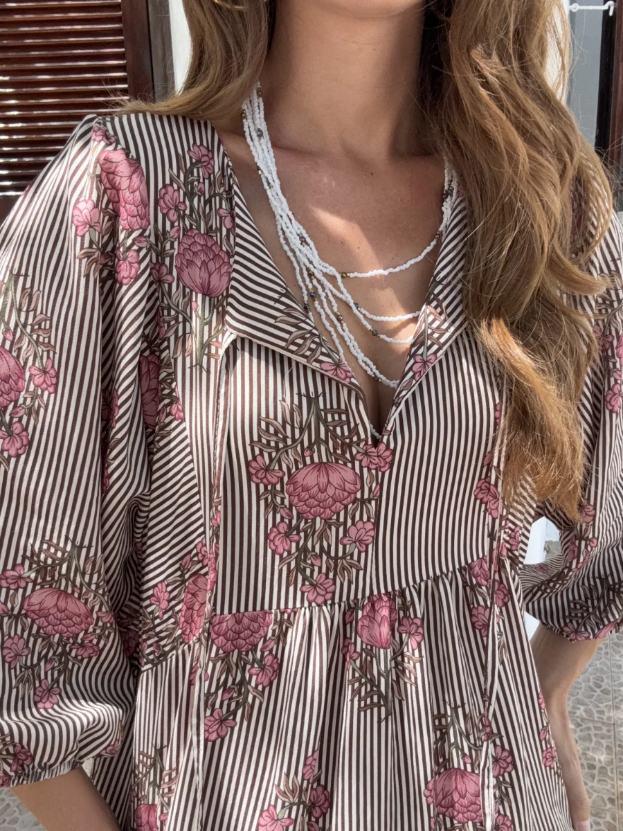 Vestido Cádiz Rayas Marrón - Imagen 2
