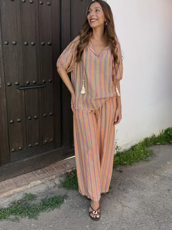 Conjunto Filipinas Naranja/Rosa
