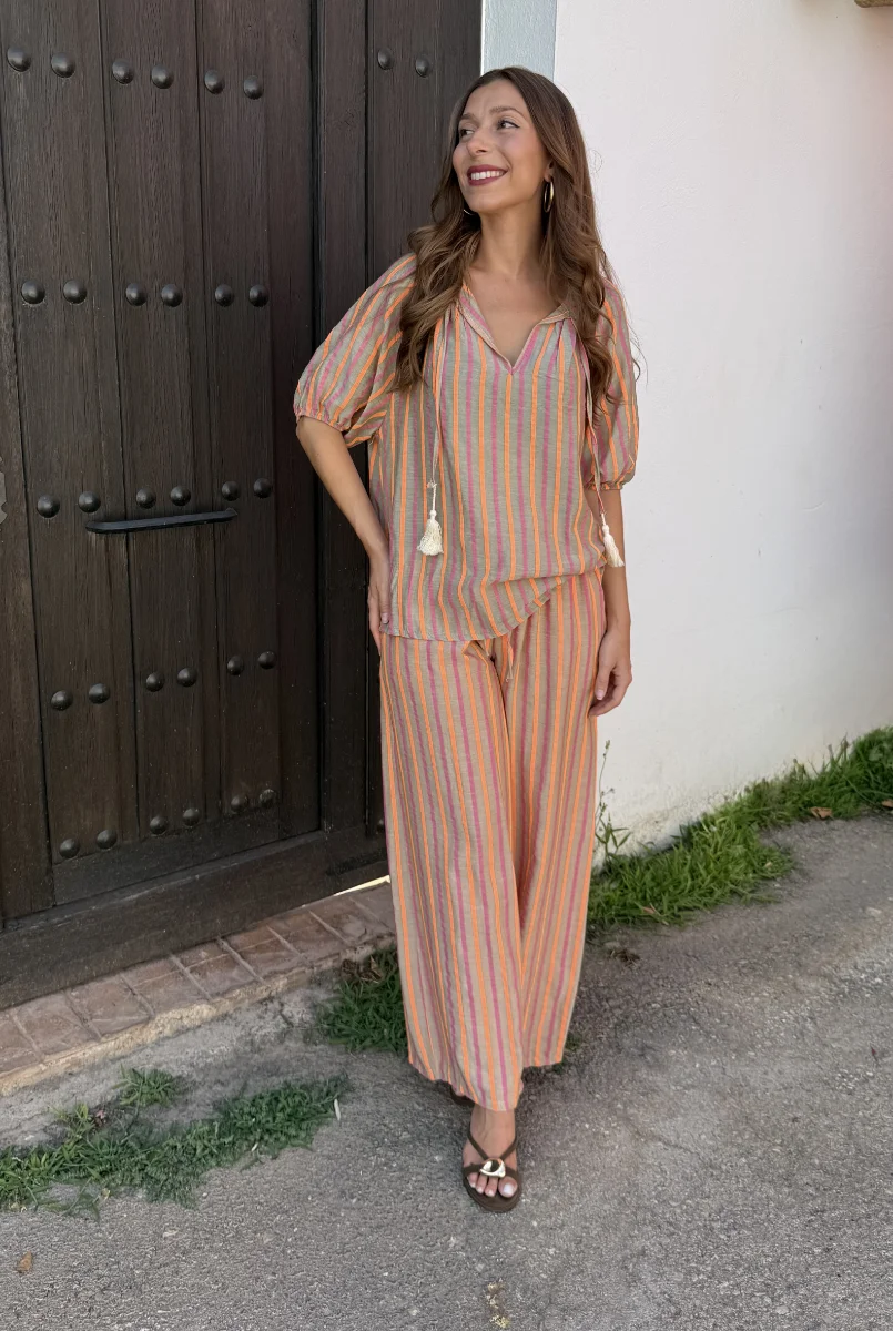 Conjunto Filipinas Naranja/Rosa