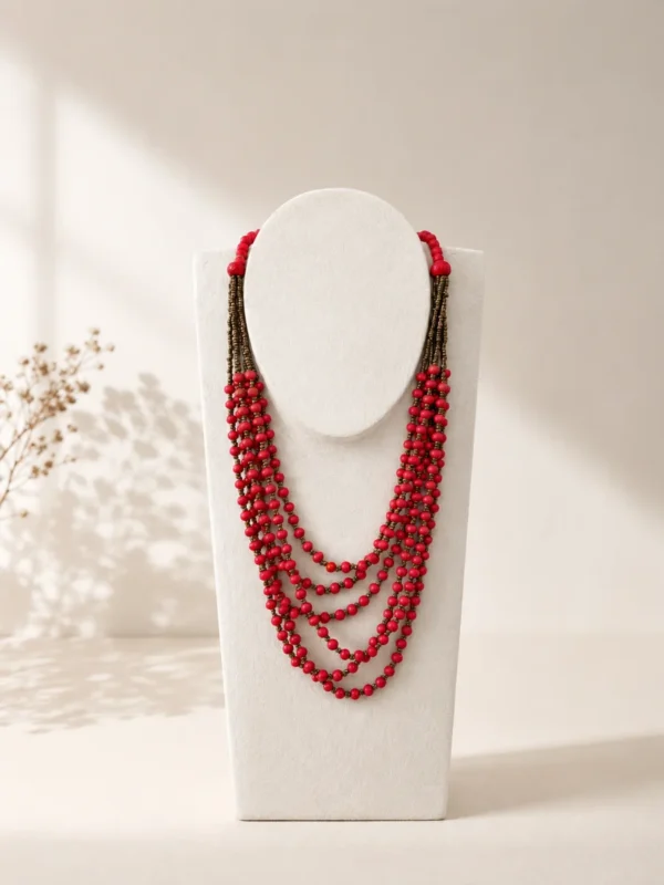Collar Cascada Rojo