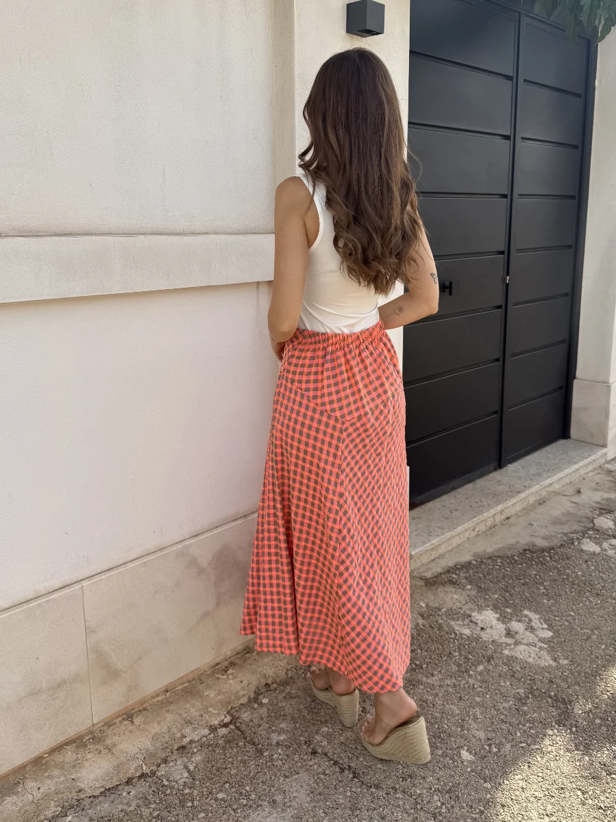 Falda Vichy Flúor Coral - Imagen 4