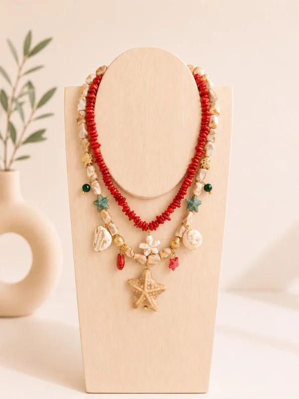 Collar Arrecife Doble Rojo