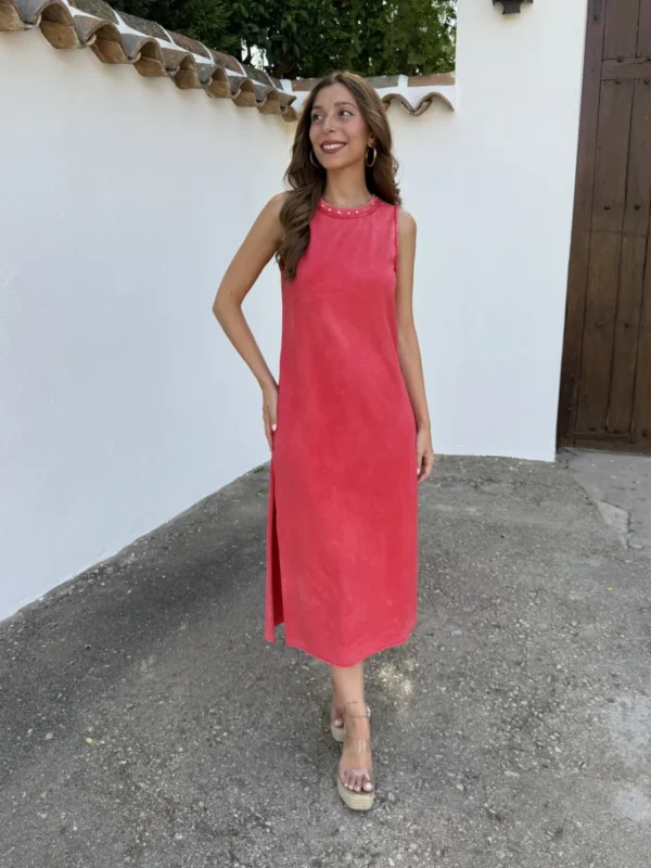 Vestido Tachas Rosado