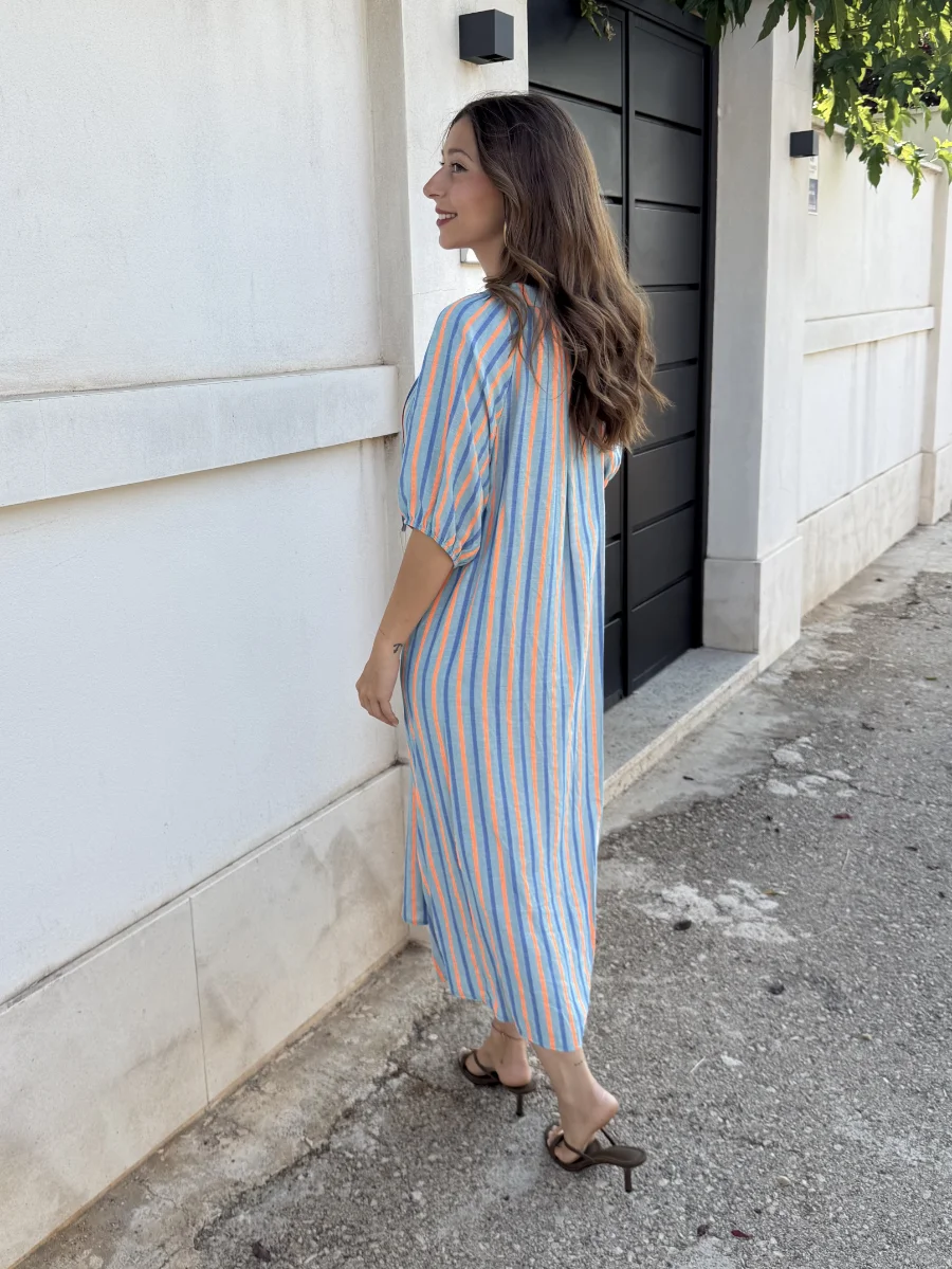 Vestido Janeiro Azul/Naranja - Imagen 4