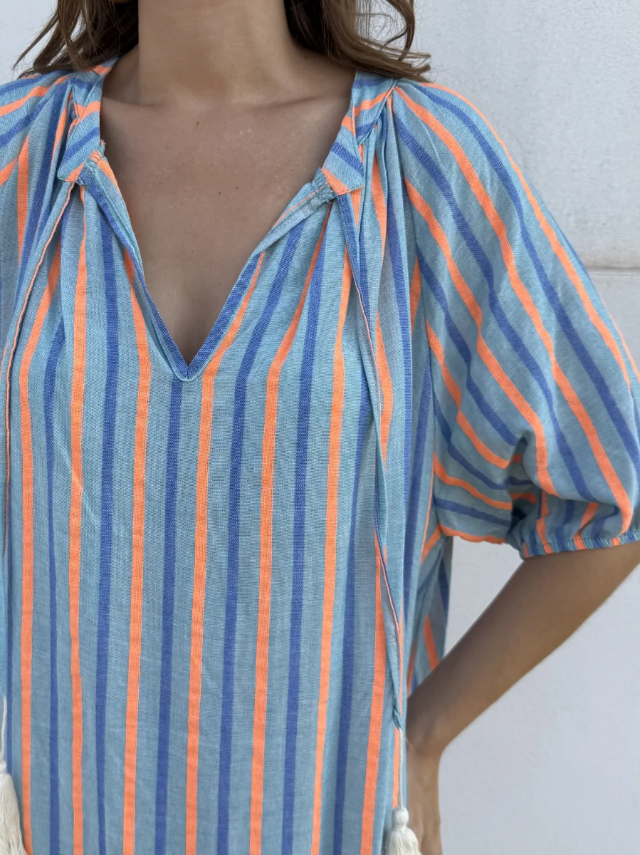 Vestido Janeiro Azul/Naranja - Imagen 3