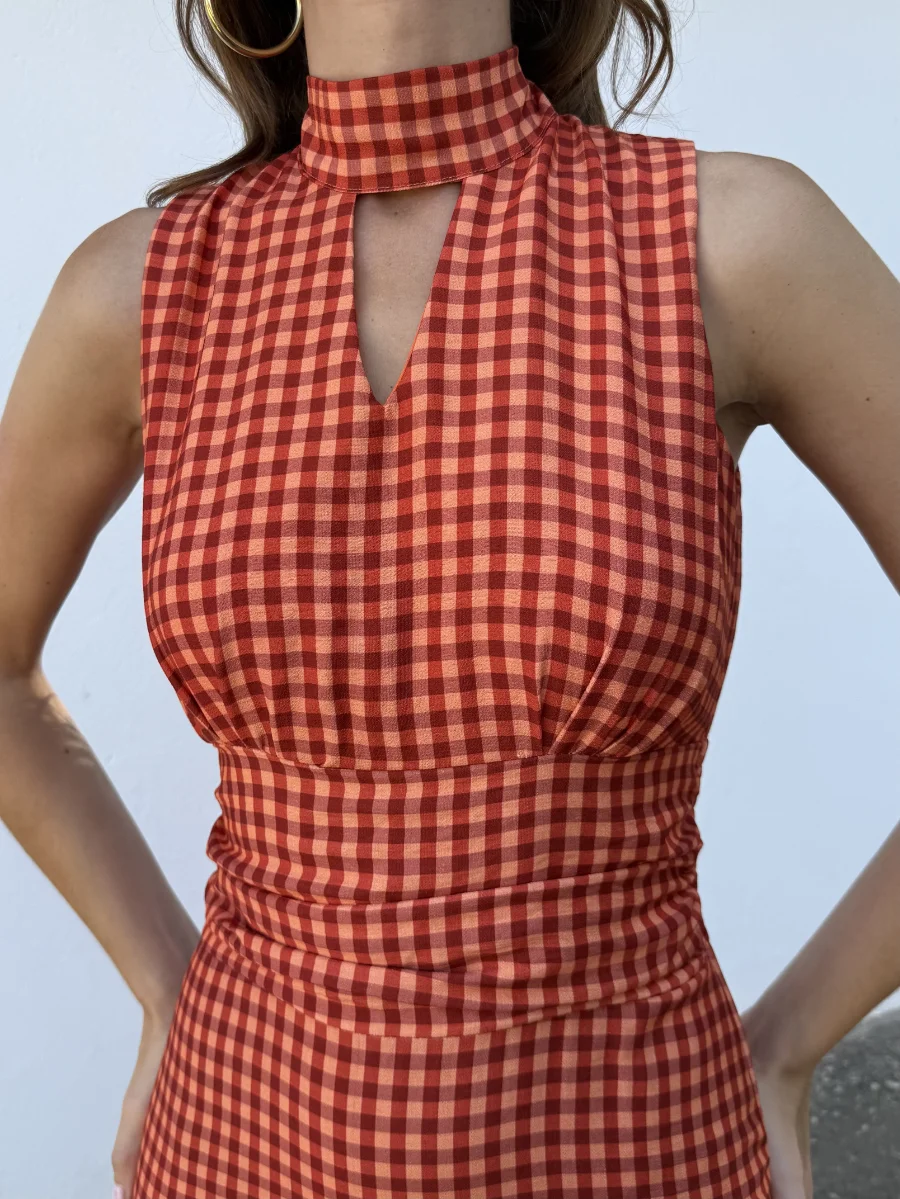 Vestido Cadaqués Vichy Naranja - Imagen 3