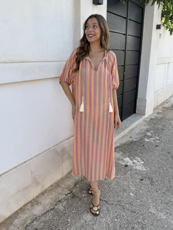 Vestido Janeiro Rosa/Naranja